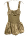 Helsa Size Small Khaki Beige Cotton Sleeveless Gathered Mixed Fabric Mini Dress Khaki Beige / Small
