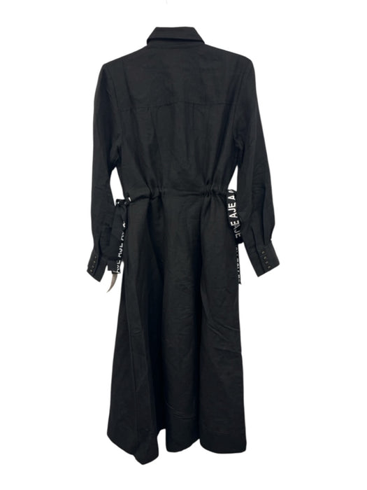 Aje. Size Est S/M Black & White Linen Blend Long Sleeve Logo Button Front Dress Black & White / Est S/M