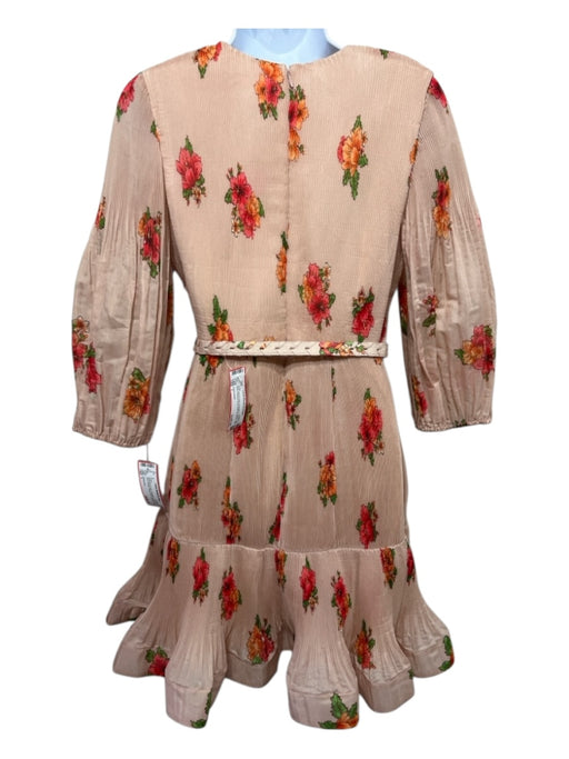 Zimmerman Size 1 Blush pink & multi Polyester & Cotton Zip Back Pleated Dress Blush pink & multi / 1