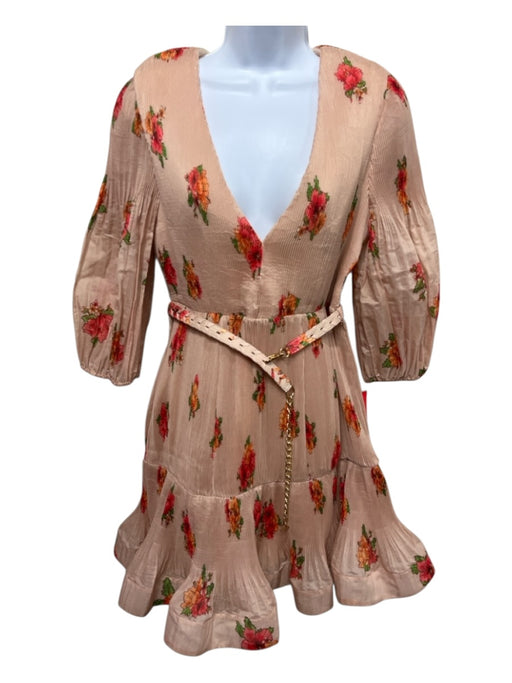 Zimmerman Size 1 Blush pink & multi Polyester & Cotton Zip Back Pleated Dress Blush pink & multi / 1