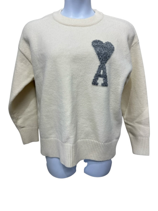 Ami Alexandre Mattiussi Size M White & Silver Baby Alpaca & Polyamide Sweater White & Silver / M