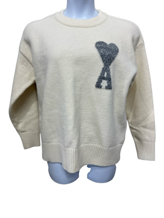Ami Alexandre Mattiussi Size M White & Silver Baby Alpaca & Polyamide Sweater White & Silver / M