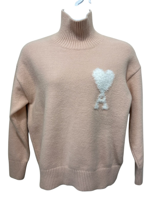 Ami Alexandre Mattiussi Size M Blush Pink & White Long Sleeve Logo Sweater Blush Pink & White / M