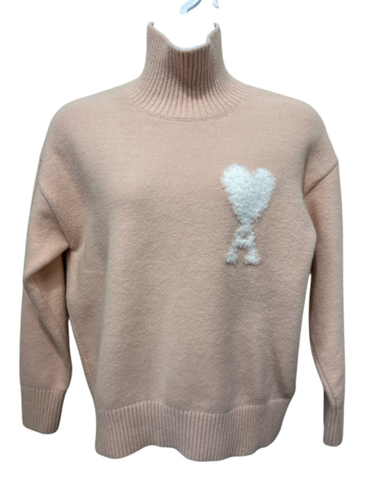 Ami Alexandre Mattiussi Size M Blush Pink & White Long Sleeve Logo Sweater Blush Pink & White / M