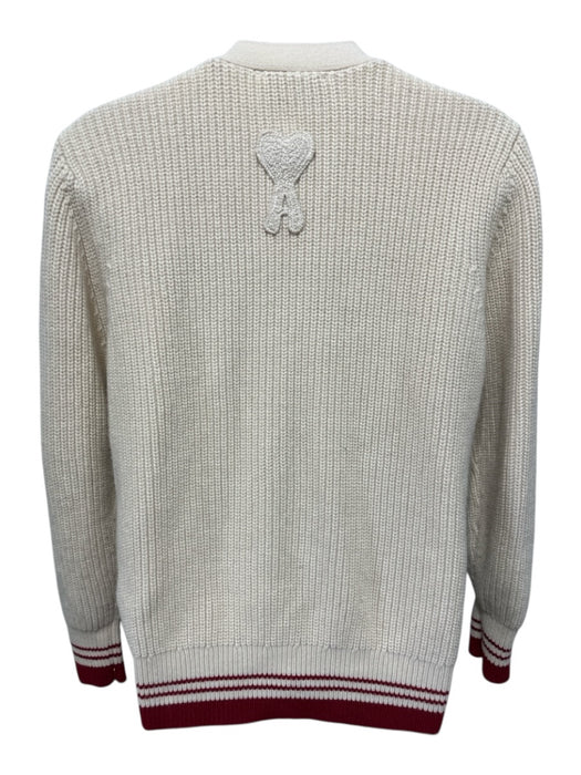 Ami Alexandre Mattiussi Size One Size Cream & Red Wool Long Sleeve Knit Cardigan Cream & Red / One Size
