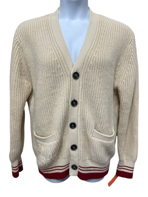 Ami Alexandre Mattiussi Size One Size Cream & Red Wool Long Sleeve Knit Cardigan Cream & Red / One Size