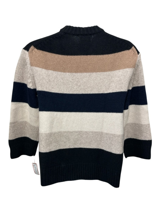 Khaite Size S Black, Cream, Multi Cashmere Long Sleeve Knit Crew Neck Sweater Black, Cream, Multi / S