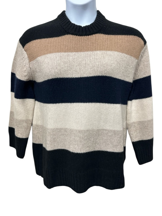 Khaite Size S Black, Cream, Multi Cashmere Long Sleeve Knit Crew Neck Sweater Black, Cream, Multi / S