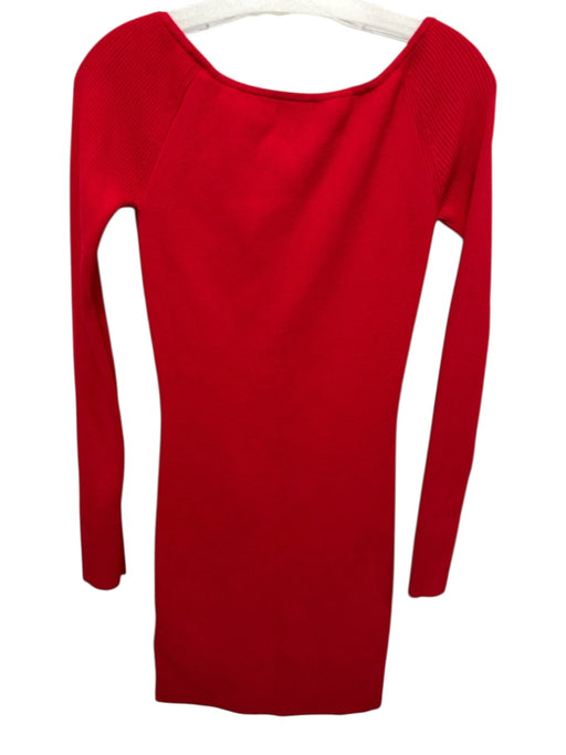 Diesel Size M Red Viscose Blend Long Sleeve Ribbed Long Sleeve Knee length Dress Red / M