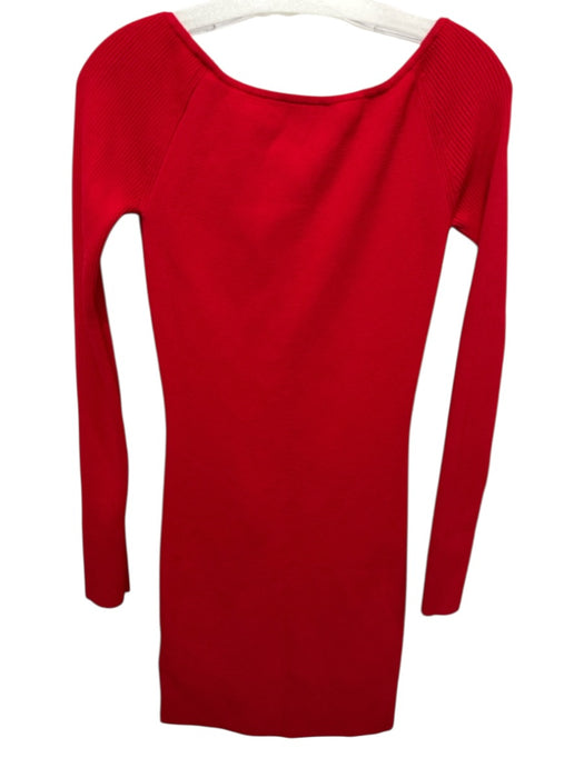 Diesel Size M Red Viscose Blend Long Sleeve Ribbed Long Sleeve Knee length Dress Red / M