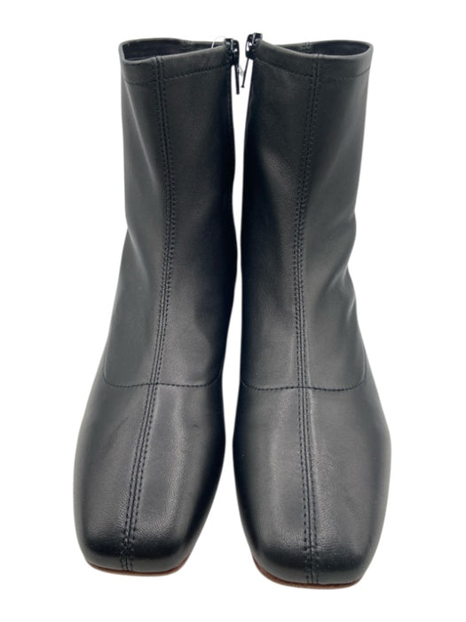 By Far Shoe Size 39 Black Leather Square Toe Side Zip Boots Black / 39