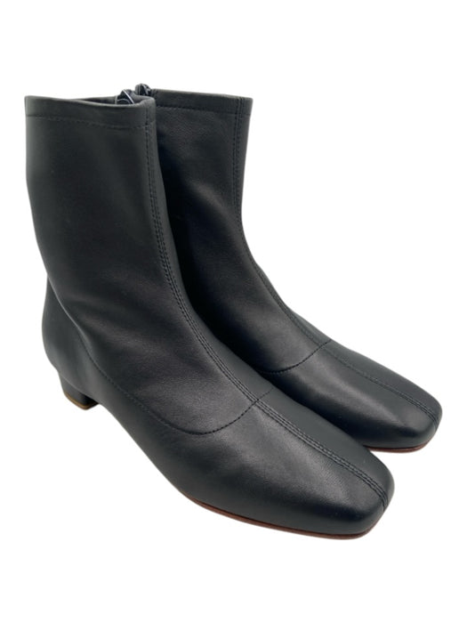 By Far Shoe Size 39 Black Leather Square Toe Side Zip Boots Black / 39