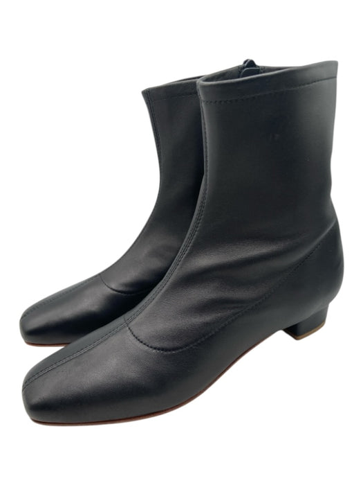 By Far Shoe Size 39 Black Leather Square Toe Side Zip Boots Black / 39