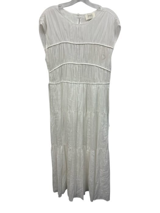 Dissh Size 4 White Linen & Cotton Cap Sleeve Gathered Tiered Dress White / 4