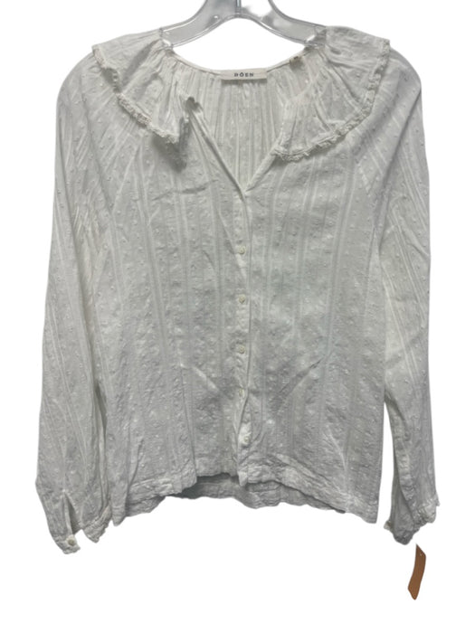 Doen Size XS White Cotton Long Balloon Sleeve Swiss Dot Button Up Top White / XS