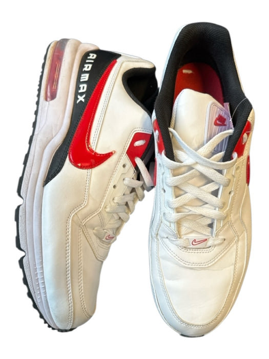 Nike Air Max Shoe Size 14 White & Red Leather Athletic Men's Sneakers White & Red / 14