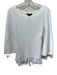 525 America Size S White Cotton Ribbed Frayed Long Sleeve Sweater White / S