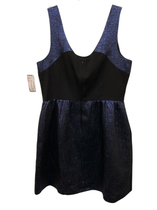 Shoshanna Size 10 Blue & Black Polyester Blend Metallic Thread Sleeveless Dress Blue & Black / 10