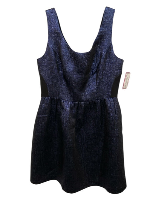 Shoshanna Size 10 Blue & Black Polyester Blend Metallic Thread Sleeveless Dress Blue & Black / 10