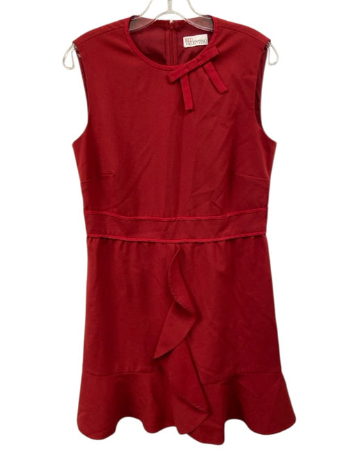 Red Valentino Size 44 Red Polyester Blend Bow detail Sleeveless Back Zip Dress Red / 44