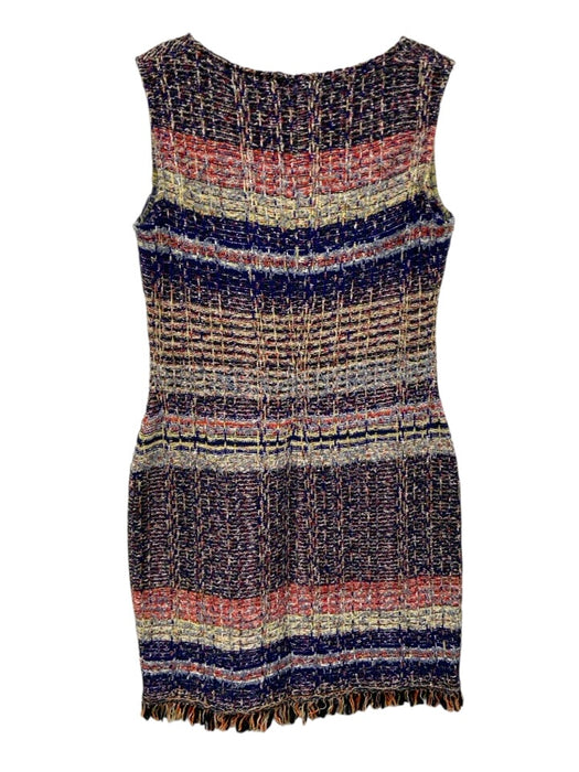St. John Size 10 Blue, Red & Multi Wool Blend Striped Tweed Sleeveless Dress Blue, Red & Multi / 10