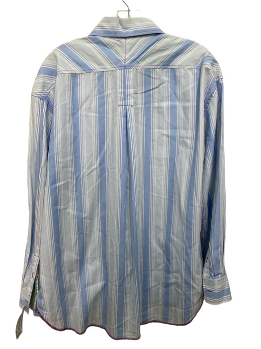 Arnold Zimberg Size M Blue & White Cotton Collared Button Up Long Sleeve Top Blue & White / M