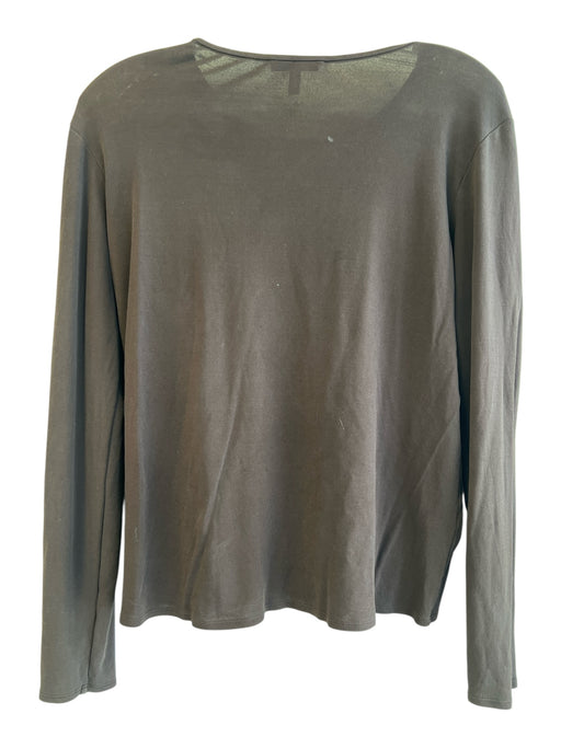 Eileen Fisher Size S Brown Silk Round Neck Long Sleeve Solid Color Top Brown / S