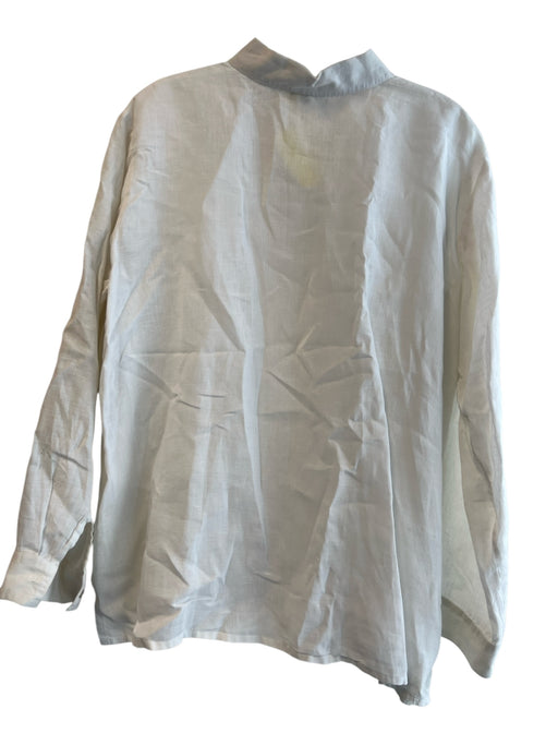 Eileen Fisher Size M White Linen Collared Button Up Long Sleeve Top White / M