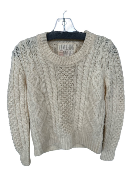 Alexa Chung for Madewell Size XS Cream Wool Long Sleeve Cable Knit Sweater Cream / XS