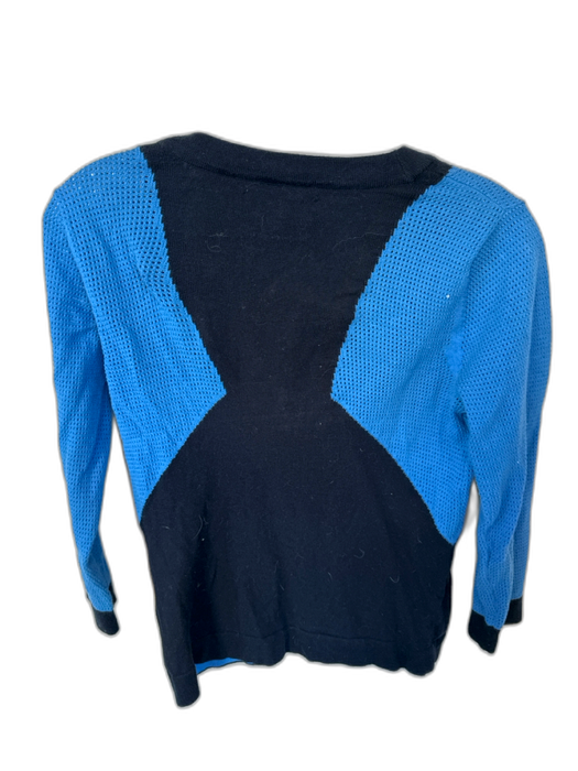 Rag & Bone Size Small Black & Blue Cotton Blend V Neck Button Down Sweater Black & Blue / Small