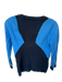 Rag & Bone Size Small Black & Blue Cotton Blend V Neck Button Down Sweater Black & Blue / Small