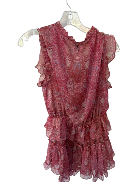 Misa Size M Red & Blue & Multi Polyester Paisley String Ruffle Mini Dress Red & Blue & Multi / M
