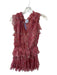Misa Size M Red & Blue & Multi Polyester Paisley String Ruffle Mini Dress Red & Blue & Multi / M