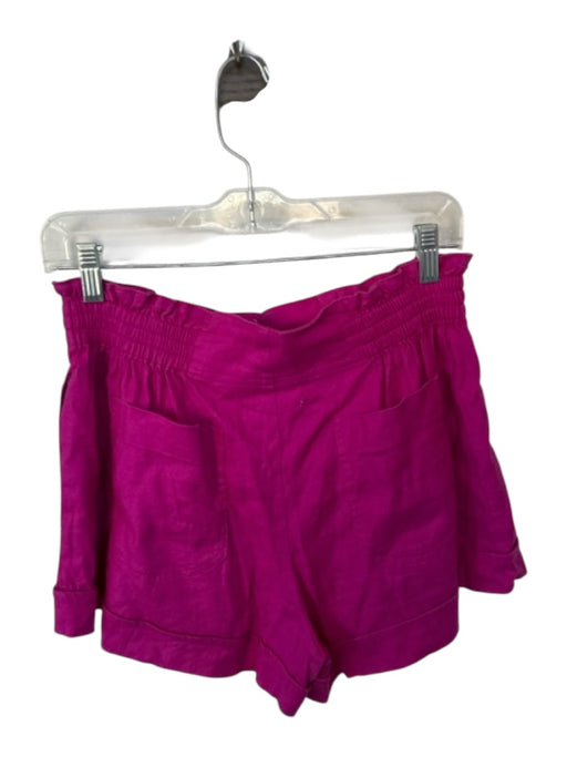 Anthropologie Size 6 Magenta Linen Scrunch Detail Button Elastic Shorts Magenta / 6