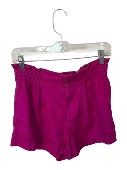 Anthropologie Size 6 Magenta Linen Scrunch Detail Button Elastic Shorts Magenta / 6