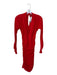 Anthropologie Size S Bright red Polyester Long Sleeve V Neck Gathered Side Dress Bright red / S
