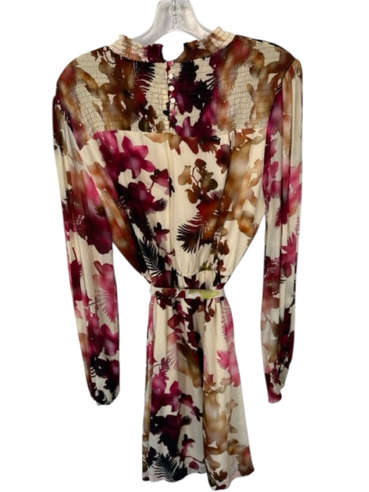 Vineet Bahl Size L Magenta & Tan Lycocell & Cotton Mock Neck Botanical Dress Magenta & Tan / L