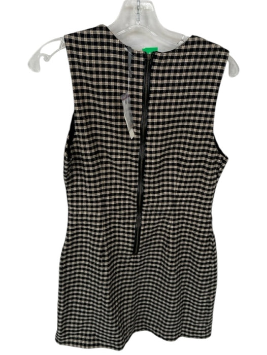 By Anthropologie Size M Tan & black Cotton Blend Sleeveless Checkered Dress Tan & black / M