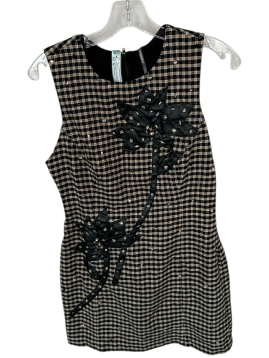 By Anthropologie Size M Tan & black Cotton Blend Sleeveless Checkered Dress Tan & black / M