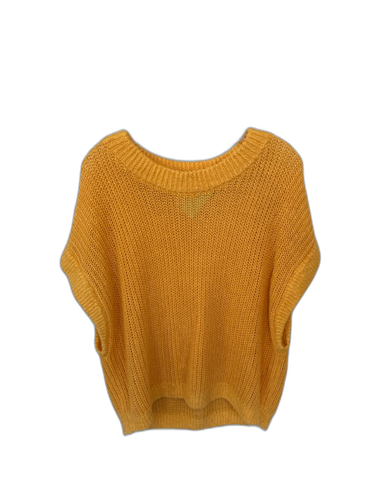 Apiece Apart Size M/L Marigold Linen Cap Sleeve Crochet Loose Knit Top Marigold / M/L