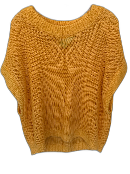 Apiece Apart Size M/L Marigold Linen Cap Sleeve Crochet Loose Knit Top Marigold / M/L