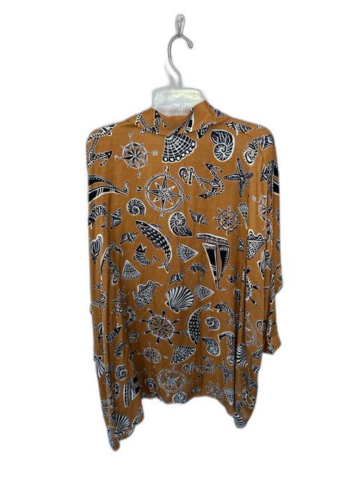 Corey lynn calter Size S Tan & black Viscose Blend Long Sleeve sea shell Dress Tan & black / S