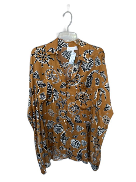 Corey lynn calter Size S Tan & black Viscose Blend Long Sleeve sea shell Dress Tan & black / S