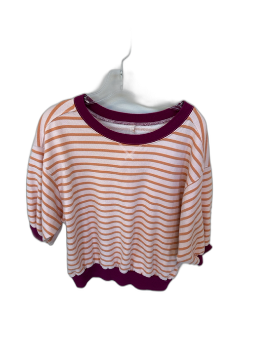 Pilcro Size XS Orange & Purple Cotton 3/4 Balloon Sleeve Striped Top Orange & Purple / XS
