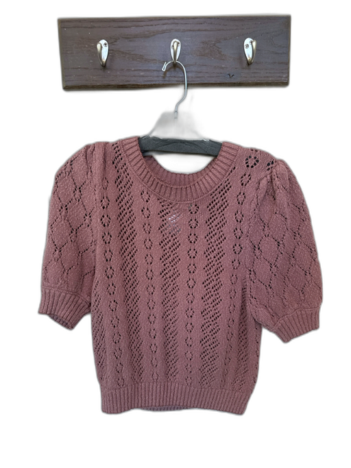 Free People Size S Mauve Cotton Short Balloon Sleeve Loose Knit Top Mauve / S