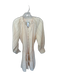 Cleobella Size M Cream Cotton Long Balloon Sleeve Ruffle Collar Rope belt Dress Cream / M