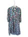 Maeve Size M Teal & Blue Cotton Long Balloon Sleeve Aztec Collar Maxi Dress Teal & Blue / M