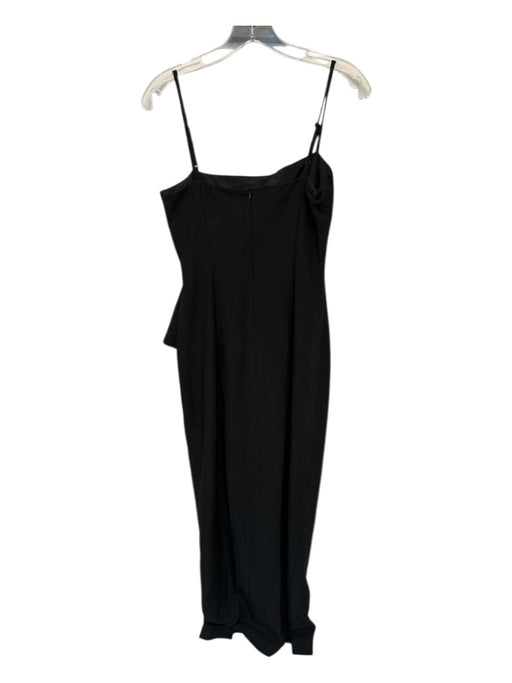 Black Halo Eve Size 6 Black Polyamid Spaghetti Strap Gathered Front Slit Gown Black / 6