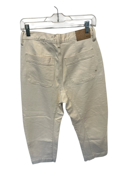 American Eagle Size 27 Cream Cotton Blend High Waist Barrell Leg Jeans Cream / 27