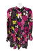Jude Connally Size XS Navy & Magenta Nylon Blend Long Sleeve Botanical Dress Navy & Magenta / XS